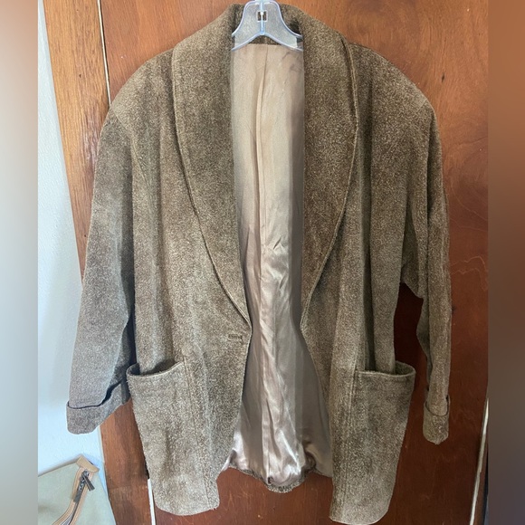 Alan Michael Jackets & Blazers - Women's Suede Open-Front Brown Leather Jacket